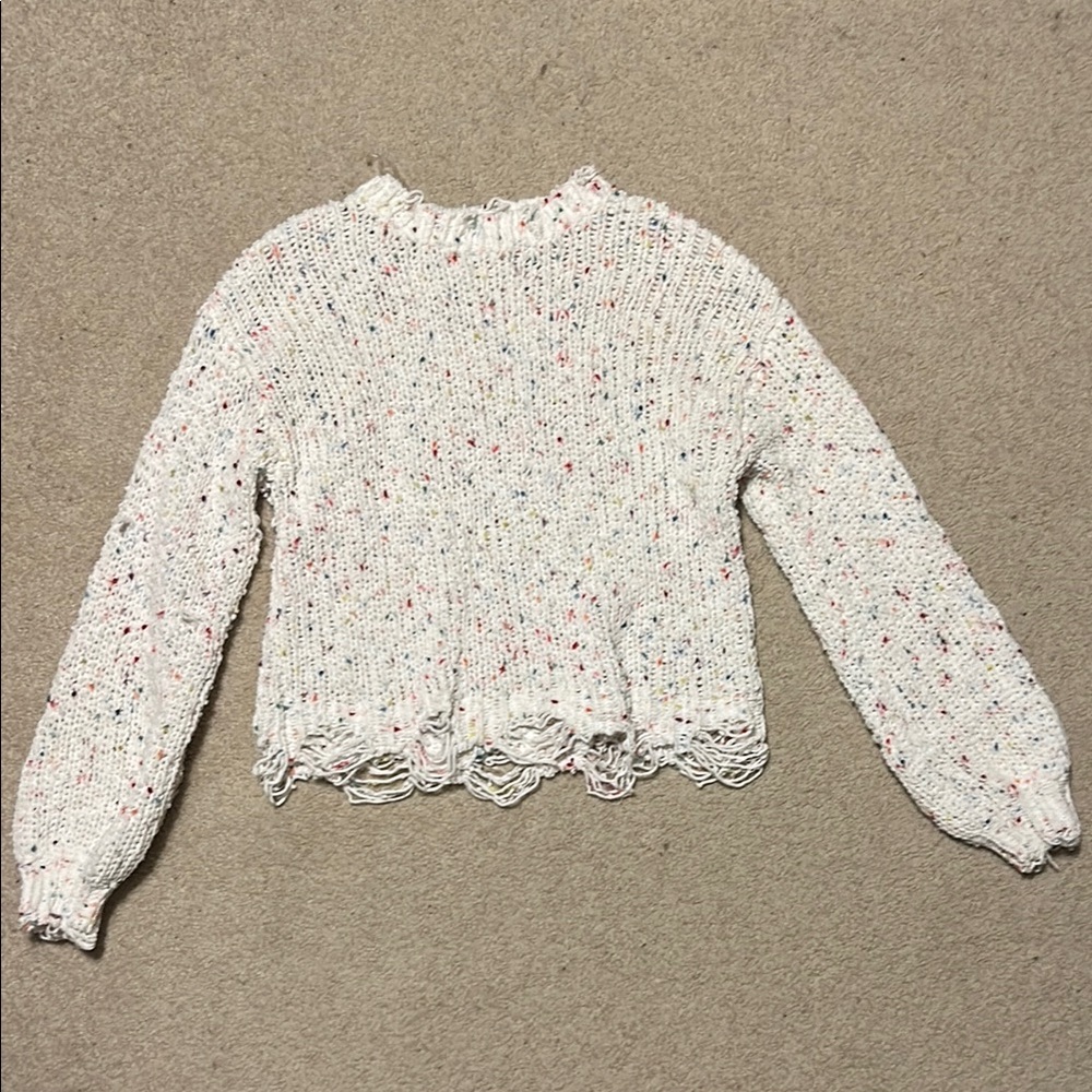 It's Our Time White Knit Sweater with Colorful Speckles